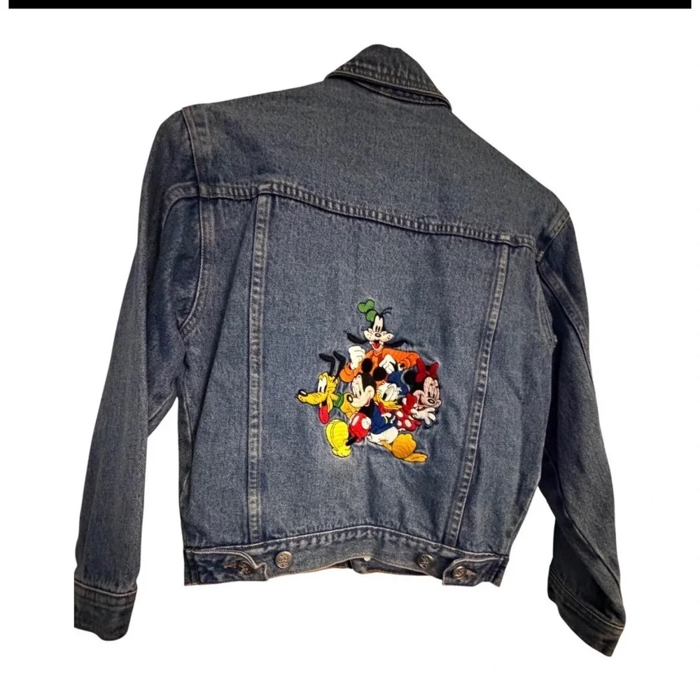 90s vintage Disney Store Kids Denim Jacket Mickey Minnie Donald Goofy Pluto- M